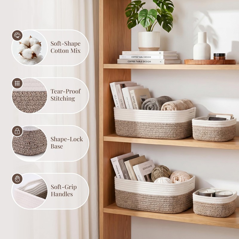 VIRETH HAUS 5-Pack Large Woven Rope Storage Baskets – 2