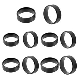 HOBBIESAY 5Pcs Stainless Steel Plain Band Blank Black Wedding Ring Classic Blank Band Rings Wide Thumb Ring Black Flat Ring Cool Simple Band Size 6/7/8/9/10