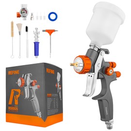 REFINE Mini HVLP Spray Gun, Touch Up Air Compressor Paint Spray Gun with 1.0mm Nozzle 100cc Cup, Forged Auto Car Detail Paint Sprayer for Car Body, Furniture Spraying with Air Regulator