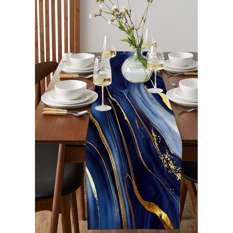 Falaniique Marble Table Runner 72 Inches Long Cotton Linen Kitchen