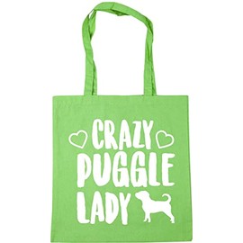 Hippowarehouse Crazy puggle lady - dog Tote Shopping Gym Beach Bag 42cm x38cm, 10 litres