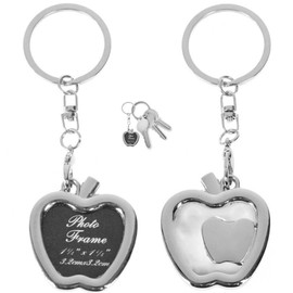 Apple Key Ring Keychain Picture Frame Detachable Keychain Diy Gift Silver 2pcs