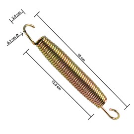 10 x Trampoline Spring - 18 cm Long - with 2 Hooks - Spring Steel Diameter 1 mm - Galvanised - 180 mm