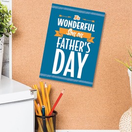 Current Wonderful Son Father’s Day Greeting Card with White Envelope, Happy Greetings for Any Father, Grandfather, Son, Husband, Brother, Uncle, or Step Dad, Large 5"x7" Single Card
