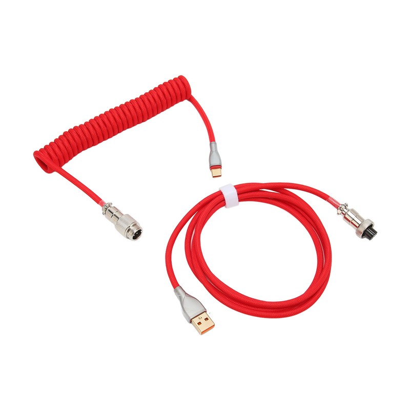 Mechanical Keyboard Cable Double Sleeve Custom Coiled with Detachable Metal