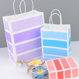 Colorful Simple Line Paper Gift Packaging Bag Rectangular 8ea