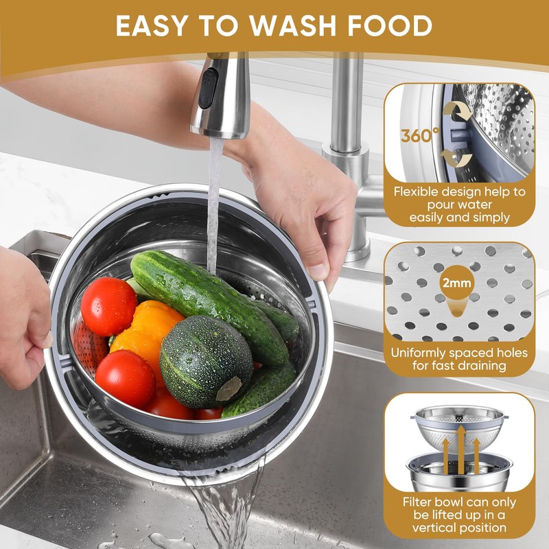 P&P CHEF Mixing Bowls with Lids Set of 3, Stainless
