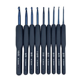 ZXUY Crochet Hooks Set 2.0-6.0mm Ergonomic Soft Touch Handles Crochet Hook Set  for Crocheting Lace, Doilies,Socks,Shawl,Gloves,Scarf,Sweaters and Bags (Blue 9Pcs)