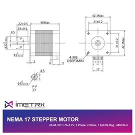 iMetrx Nema 17 Stepper Motor 42-48mm (3PCS/Pack) 1.5A-3.8V 2 Phase 4 Wires 1.8 Degrees with 39.3 inch Cable for Creality CR-10 10S Ender 3 3D Printer/CNC extruder and Y-axis