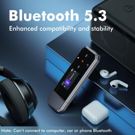 RUIZU 64GB Type-C USB MP3 Player with Bluetooth 5.3, Clip Portable Music Player with FM Radio, Voice Recorder, Pedometer for Sport, Digital Audio Shuffle A-B Repeat, Support Mobile Phone File Transfer