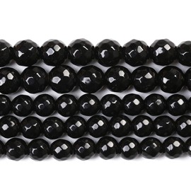 90 abalorio de piedra de ágata negra facetada natural de 4 mm para hacer joyas, abalorio de curación de energía, pulseras y collares, accesorios de 15 pulgadas (4 mm, ágata negra facetada)