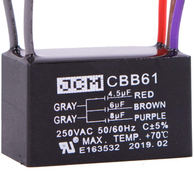 JCM 5 Wire Ceiling Fan Capacitor 4.5 uF + 6