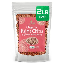 Jiva Organic Light Red Kidney Beans Speckled Whole (Rajma Chitra) 2 Pound Bag