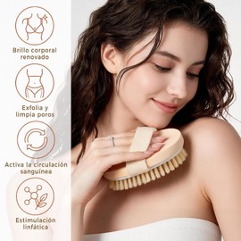4PCS Cepillos Corporales de Cerdas Naturales,Cepillo Exfoliante Facial y Corporal,Cepillo Corporal de Ducha con Mango Largo,Uso Seco y Húmedo, Ideal para,Masaje y Ducha, Mejora La Celulitis