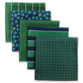 Shlax&Wing 5 Pieces Assorted Mens Pocket Square Handkerchiefs Set (Set54)