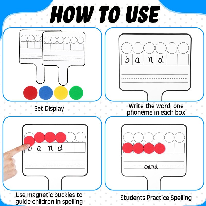 Seajan 9 Pcs Magnetic Paddle Set Education Dry Erase Double