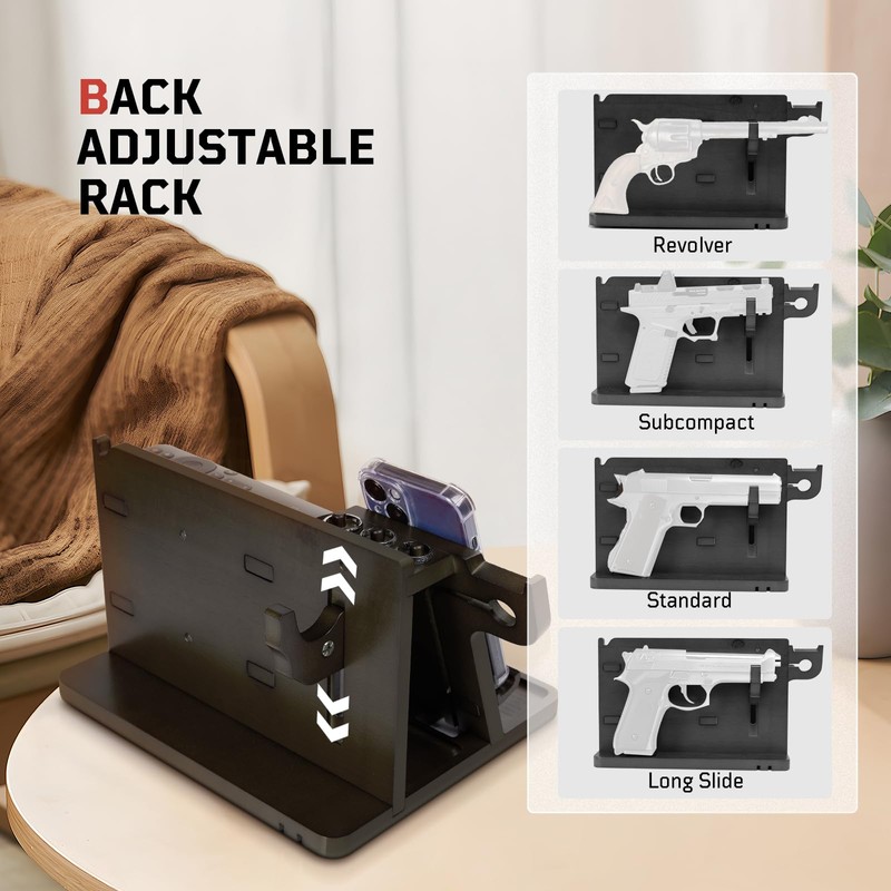 1TG Tactical Nightstand Organizer, Wood Phone Docking Station, Bedside Desk