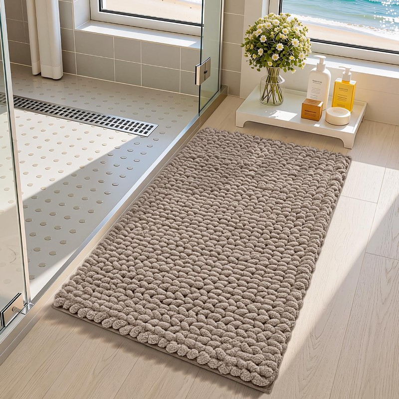 LUMI Chenille Bath Mat 40 x 60 cm, Non-Slip Absorbent