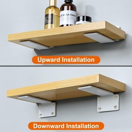 Mooche 2PCS Floating Shelf Brackets, 5inch/12.7cm Shelf Brackets White, Heavy Duty Metal L Brackets for Shelves Support Wall Hanging