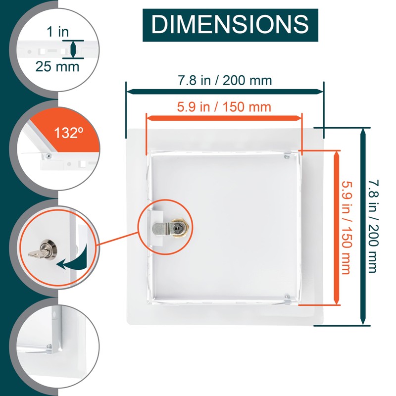 ECOPRO VENT 6" x 6" Lockable White Metal Access Panel.