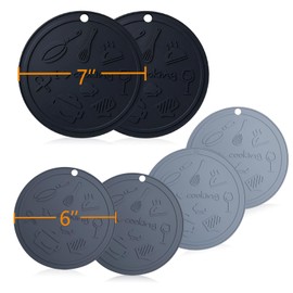 Amncml Silicone Trivet Mats - 3 Heat Resistant Pot Holders, Non-Slip Hot Pads for Kitchen, Food Grade Silicone, BPA Free, Easy to Wash (Black and Grey 6-Piece Set)