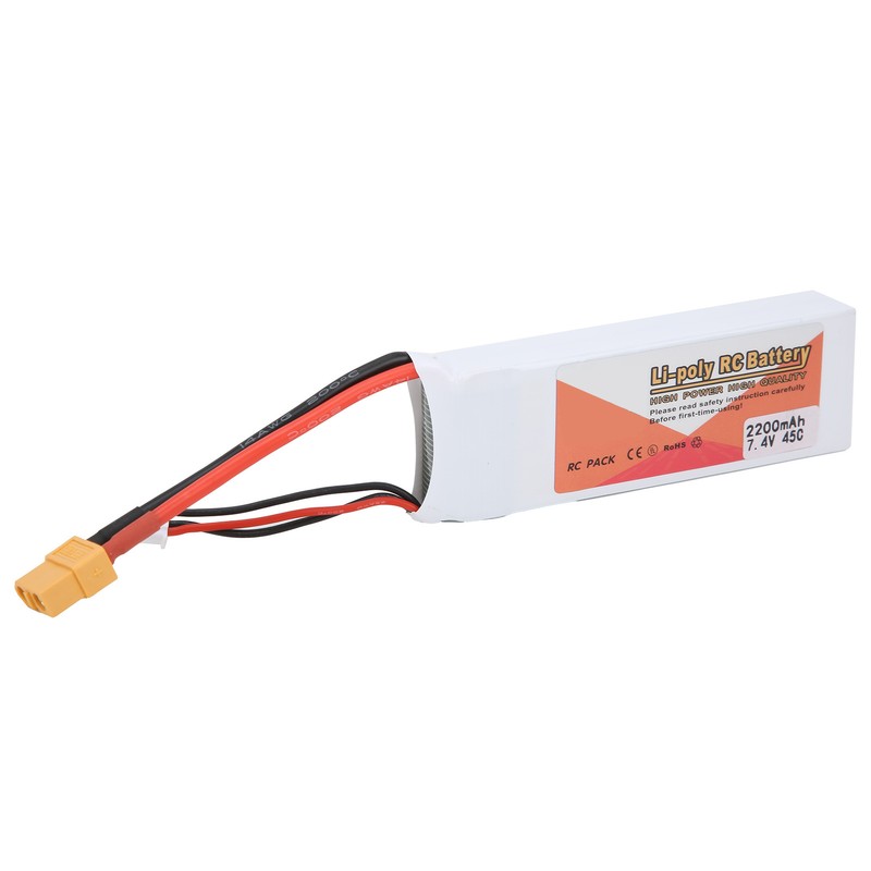 7.4V 2200mAh 2S 45C Lipo Battery Pack with XT60 Plug