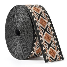 Heavy Cotton Webbing 1.5 Inch 2 Inch Webbing Strap for Bag Straps, Outdoors Indoors Arts and Crafts, High Density Webbing with Jacquard Embroidery Pattern - Color 6-1.5" 5 Yards