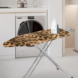 Pzuqiu Brown Leopard Skin Ironing Board Cover and Pad Standard Size Elastic Edge Decoration Fasteners Heat Reflective Pad Protector