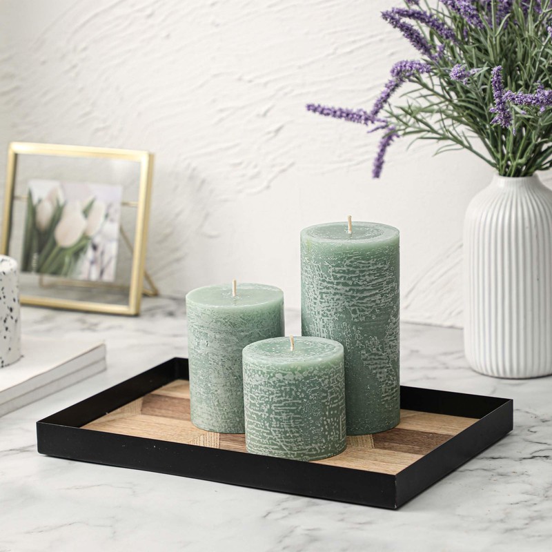 3x4 Inch Sage Green Pillar Candles - Set of 3,