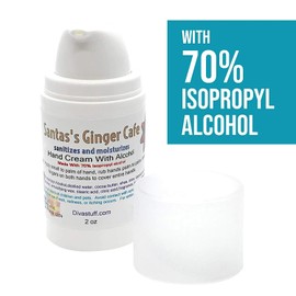 Diva Stuff Hand Cream with 70% Isopropyl Alcohol, 2oz Bottle (Santas Ginger Cafe