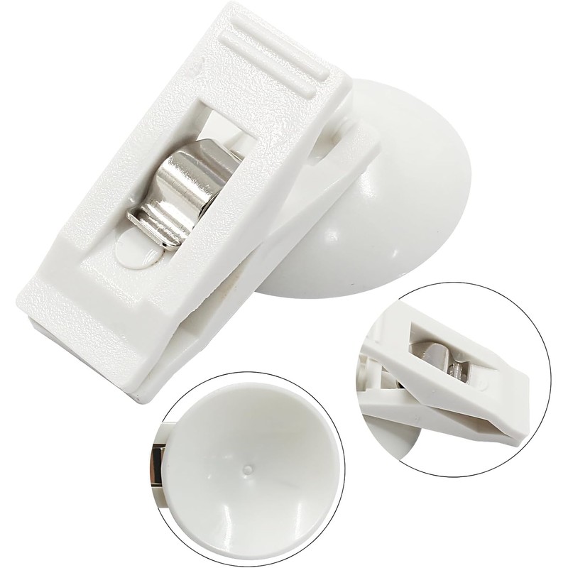 6 Packs Shower Curtain Clips White Suction Cup Clips Shower