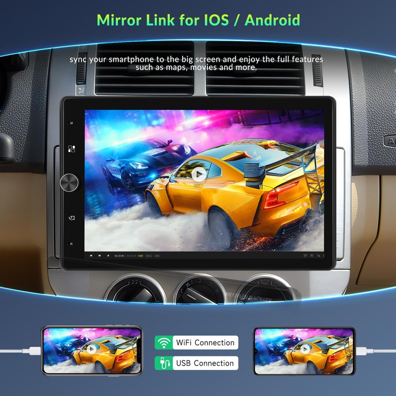 10.4" Single Din Single Din Touchscreen Car Stereo with Wireless