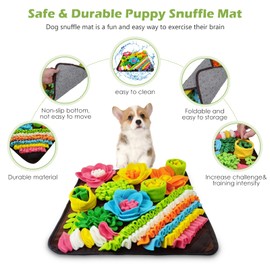KeeKit Snuffle Mat for Dogs & Cats - Slow Feeding Mat for Small & Medium Breeds, Encourages Natural Foraging Skills, Durable Foraging Mat for Mental Stimulation - Brown