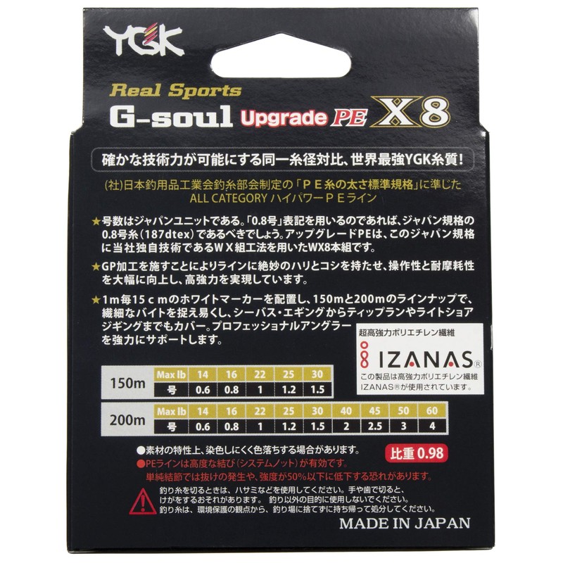 Braid YGK G-Soul X8 Upgrade PE 150 M, 16lbs 0.8PE