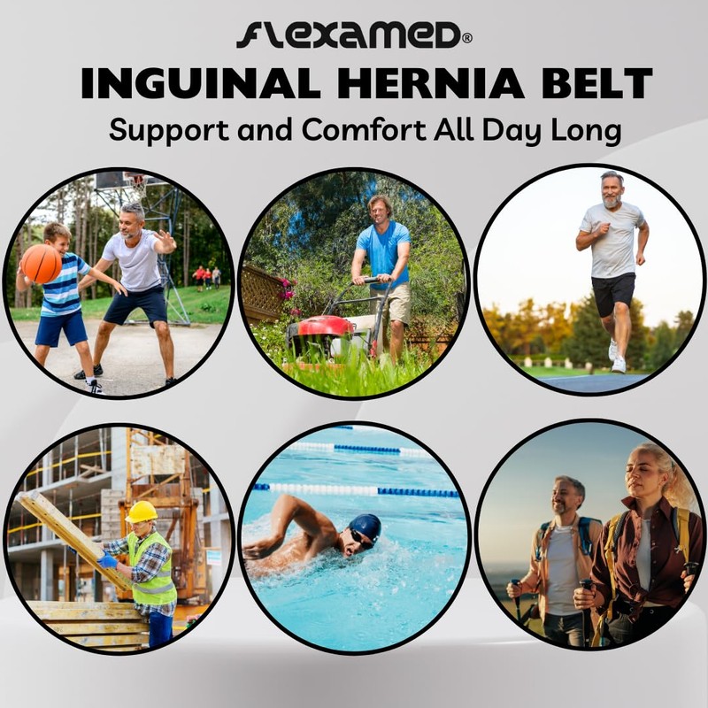 FlexaMed Right Side Inguinal Groin Hernia Truss with Compression Pad