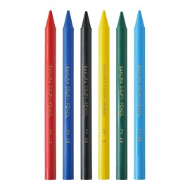 Sakura Crepas Colored Pencils, Coupy Pencils, Set of 6, Red, Blue, Black, Yellow, Green, Light Blue, 1 Each, JFY Rose 6A