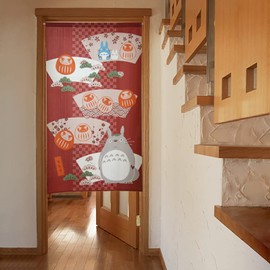 Noren Kobo Totoro Curtain, Ghibli Long Tapestry, Width 33.5 x Height 59.1 inches, Lucky Inviting Totoro, Daruma 11074