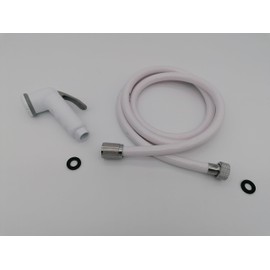 CR-MOESANCO® White and Grey Push Button Shower Kit with Flexible Hose 1.5m Caravan Boat Camper Motorhome