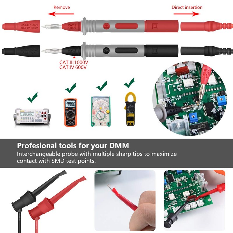 Digital Multimeter Test Lead Kit Professional Electronic Test Lead Accessory