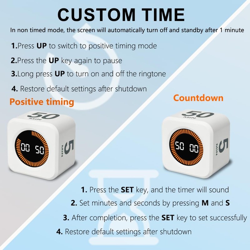 PULIVIA Visual Rotating Timer with 5, 10, 25 50 Minutes