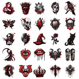 Red Goth Stickers 50 Pcs Horror Stickers Cool Stickers for Adults Teens Red Stickers Aesthetic Skull Stickers Spooky Stickers Horror Party Favors Stickers Gothic Demon Sticker Waterproof