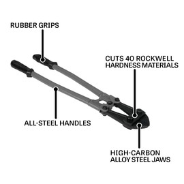 JET Bolt Cutter, 18-Inch Handles with Black Head, Center Cut (BC-18B)