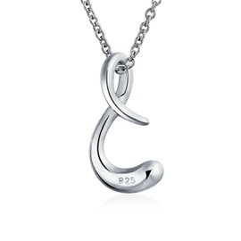 Letter S Cursive Alphabet Script Initial Pendant For Girls Necklace For Women 925 Sterling Silver 18 inches