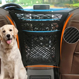 Homyall Universal 3 Layer Car Seat Storage Mesh/Organizer-Dog Net Pet Barrier for Backseat-Cargo Tissue Purse Holder-Driver Netting Pouch 13in*16in