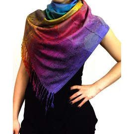 NYFASHION101 Elegant Colorful Paisley Soft Pashmina Scarf Shawl Wrap NBH1401Y - Rainbow 14