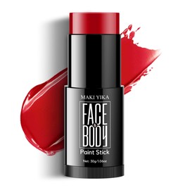 Red Face Body Paint Stick, Eye Black Sticks for Sports, Non Toxic SFX Makeup For Ghost Skeleton Halloween Costume Cosplay (Red)
