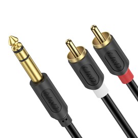 J&D 6.35 mm to 2RCA Cable, RCA Cable Gold Plated Audiowave Series 6.35mm 1/4 inch Male to 2 RCA Male Stereo Audio Adapter Y Splitter RCA Cable, 3 Feet