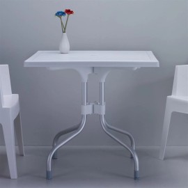 Compamia Forza 31" Square Folding Patio Dining Table in White