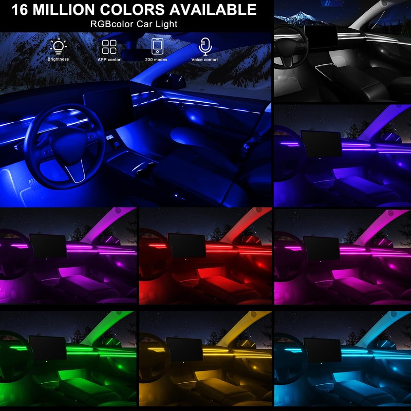 Acrylic Interior Car LED Strip Light with Wireless APP, Car