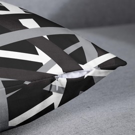 Emvency Set of 2 Throw Pillow Cover Gray Black Stripes Design Retro Decorative Pillow Case Striped Home Decor Square 24x24 Inch Cushion Pillowcase